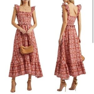 House of Harlow Helena Maxi Dress in Terracotta Pink Floral (Medium)